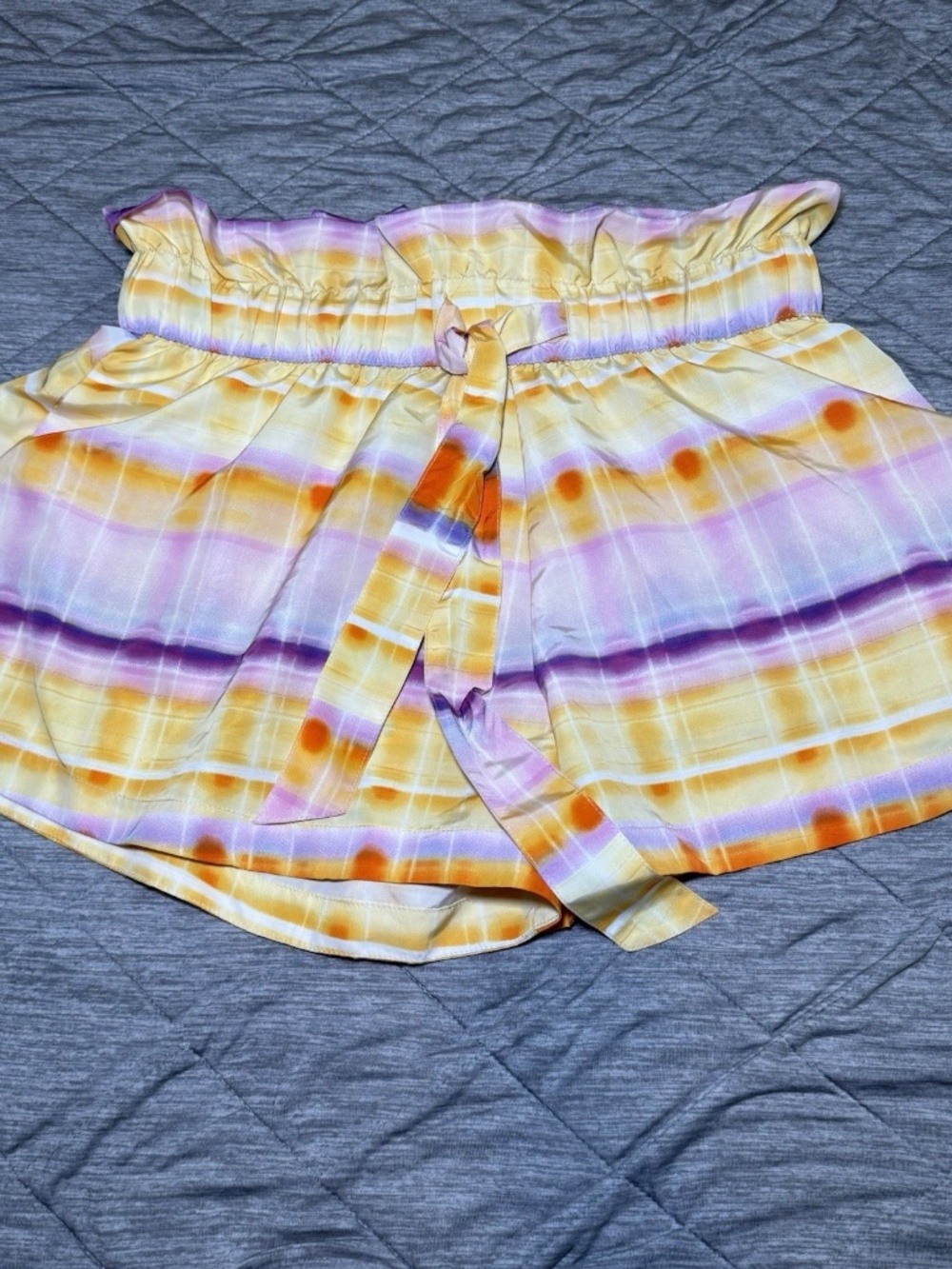 Future Collective Ruffle Trim Flowy Shorts Med Tie Dye Pattern Beach Waist